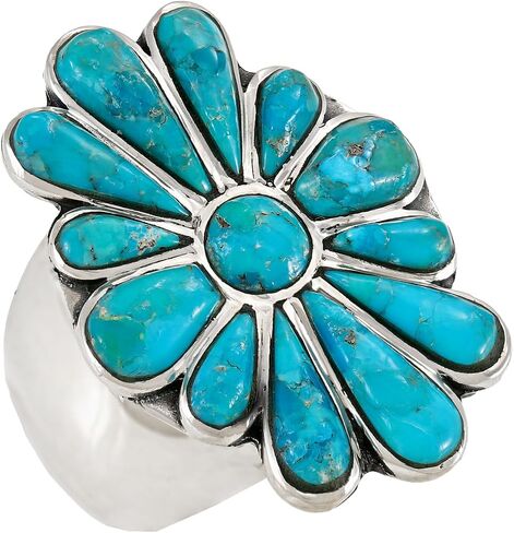 Turquoise Ring Sterling Silver 925 Genuine Gemstones Size 6 to 11 in Saudi Arabia