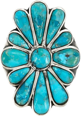 Turquoise Ring Sterling Silver 925 Genuine Gemstones Size 6 to 11 in Saudi Arabia