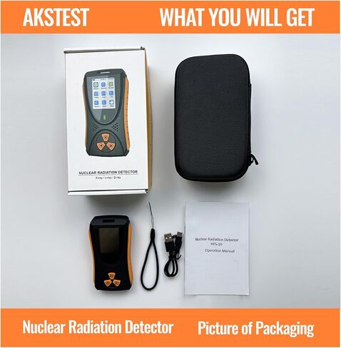 كاشف الإشعاع النووي Geiger Counter، AKSTEST عداد Geiger المحمول، أجهزة قياس الجرعات الإشعاعية للأشعة السينية Beta Gamma المحمولة تحتوي على إنذارات مسموعة ومرئية، كاشف إشعاع قابل لإعادة الشحن مع شاشة LCD in Kuwait