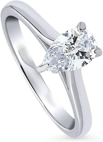 Berricle Sterling Silver Solitaire خواتم الزفاف خواتم 0.8 قيراط تقطع الزركونيا CZ CZ خاتم للنساء ، مطلي روديوم in Saudi Arabia