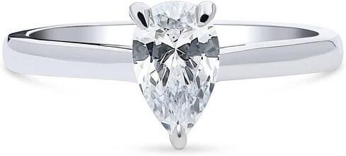 Berricle Sterling Silver Solitaire خواتم الزفاف خواتم 0.8 قيراط تقطع الزركونيا CZ CZ خاتم للنساء ، مطلي روديوم in Saudi Arabia