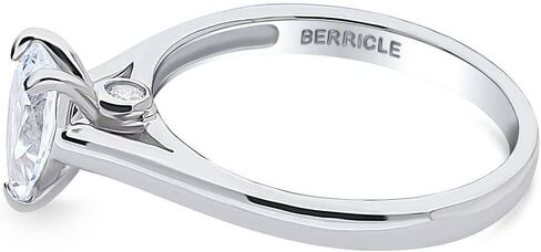 Berricle Sterling Silver Solitaire خواتم الزفاف خواتم 0.8 قيراط تقطع الزركونيا CZ CZ خاتم للنساء ، مطلي روديوم in Saudi Arabia
