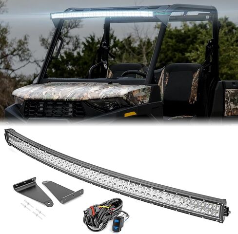 WeiSen 52" 300W LED Curved Light Bar Kit w/Plug & Play Wiring Harness and Roof Light Mount Brackets Compatible with Polaris Ranger XP 1000 Midsize SP 570 Crew 2018-2025 in Kuwait