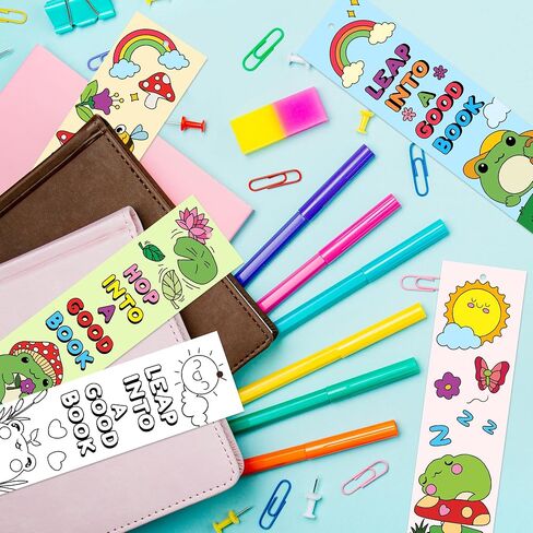 Cat Animal Color Your Own Bookmark - 123Pcs Cats Lover DIY Coloring Bookmark for Kids Blank Paper Book Marker School Art Craft Classroom Reward Party Game Prize Birthday Gift Goodie Bag Filler Supply in Saudi Arabia
