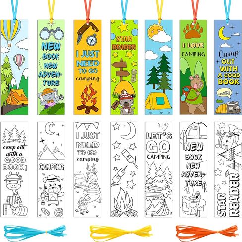 Cat Animal Color Your Own Bookmark - 123Pcs Cats Lover DIY Coloring Bookmark for Kids Blank Paper Book Marker School Art Craft Classroom Reward Party Game Prize Birthday Gift Goodie Bag Filler Supply in Saudi Arabia
