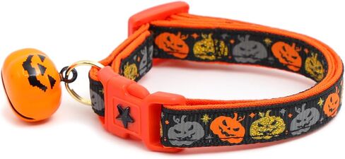 Halloween Cat Collar with Bell | Safety Breakaway Collar | Adjustable Large Size or Kitten Collar (Skull & Crossbones on Black, Small(10lbs & Less)) in Kuwait