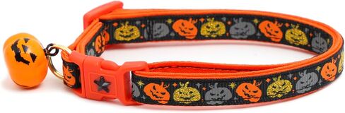 Halloween Cat Collar with Bell | Safety Breakaway Collar | Adjustable Large Size or Kitten Collar (Skull & Crossbones on Black, Small(10lbs & Less)) in Kuwait