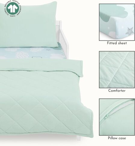 Evolur I Heart You 3 Piece Toddler Bedding Set, Super Soft and Breathable Toddler Bedding, Machine Washable, Includes Fitted Sheet, Comforter and Pillow Case in Kuwait
