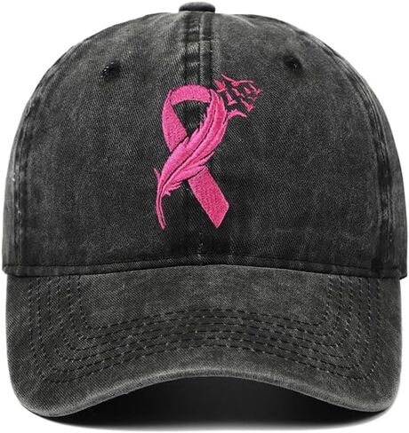 Black Breast Cancer Awareness Hat Survivor Gifts for Woman Embroidered Denim Baseball Caps in Kuwait