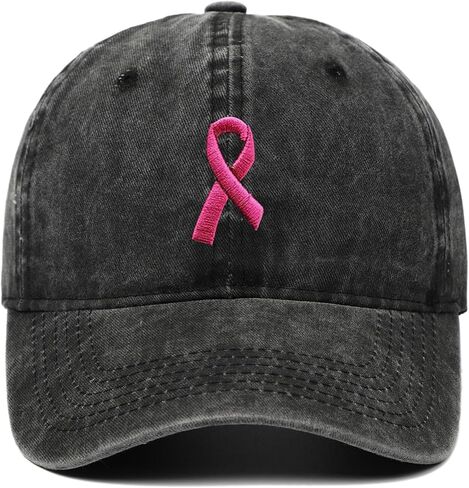 Black Breast Cancer Awareness Hat Survivor Gifts for Woman Embroidered Denim Baseball Caps in Kuwait