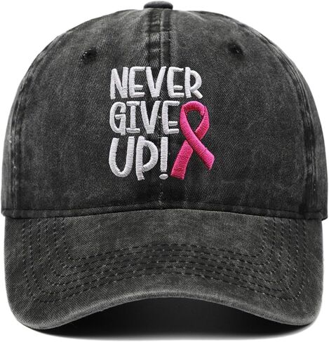 هدايا قبعة الوعي بسرطان الثدي الأسود للسيدات للسيدات مقرضة قبعات البيسبول الدنيم in Kuwait