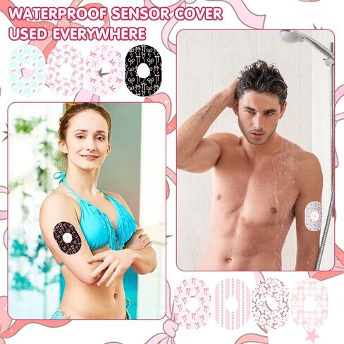 40 Pack Breathable Sensor Covers Compatible with Dexcom G7 ，Adhesive Patches for Dexcom G7，CGM Patches Coquette Pink Bow Adhesive Tape Stickers, Waterproof Flexible Pre-Cut, Long Lasting in Saudi Arabia
