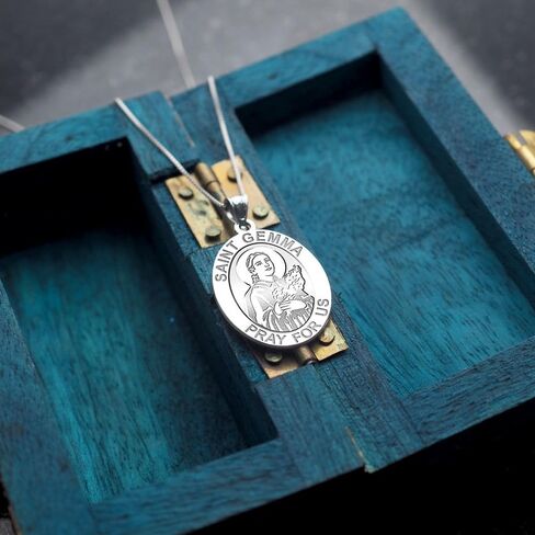 PicturesOnGold.com Saint Gemma Galgani Oval Medal - Round - 1/2 X 2/3 Inch Size of Dime, Sterling Silver in Saudi Arabia