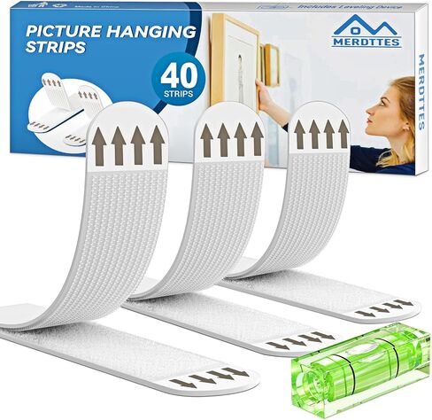 Heavy Duty Large Picture Hanging Strips, 20-Pairs (40 Packs) Velcro Adhesive Picture Hangers, No Damage Wall Hanger Without Nail, Poster Hanger Strips, Picture Hanging Hooks for Wall Decoration in Kuwait