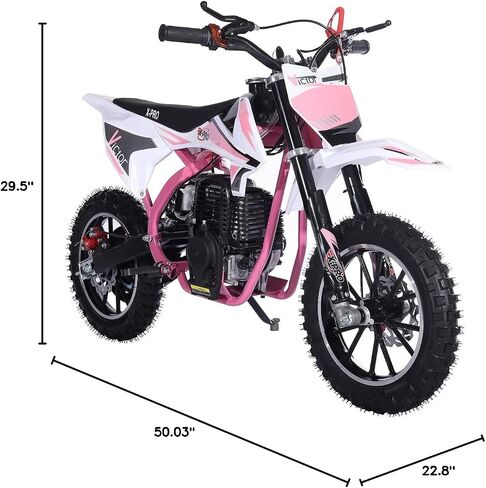 X-PRO Victor 40 Mini Dirt Bike, Gas Power 4 Stroke Dirt Bike! 40CC Pit Bike, Pull Start, 10" Wheels! (Pink) in Saudi Arabia