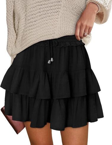 onlypuff Flowy Shorts for Women Ruffle Skorts Tiered Teen Girls Country Concert Outfits Golf Tennis Skort Under Sweater Skirt in Kuwait