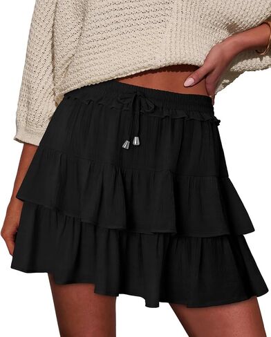 onlypuff Flowy Shorts for Women Ruffle Skorts Tiered Teen Girls Country Concert Outfits Golf Tennis Skort Under Sweater Skirt in Kuwait