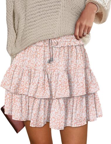 onlypuff Flowy Shorts for Women Ruffle Skorts Tiered Teen Girls Country Concert Outfits Golf Tennis Skort Under Sweater Skirt in Kuwait