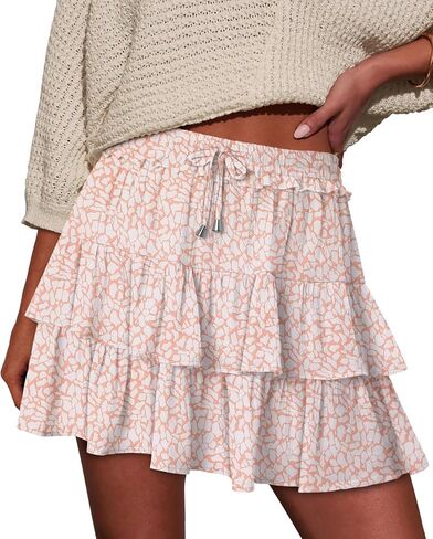 onlypuff Flowy Shorts for Women Ruffle Skorts Tiered Teen Girls Country Concert Outfits Golf Tennis Skort Under Sweater Skirt in Kuwait