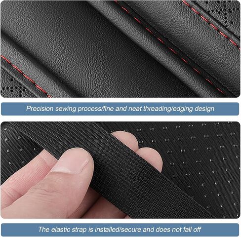 Car Center Console Cover, Leather Vehicle Armrest Cushion with 2 Storage Bags, Automotive Interior Arm Rest Seat Box Pad Accessories, Universal for SUV, Sedan, Truck (Black) in Saudi Arabia
