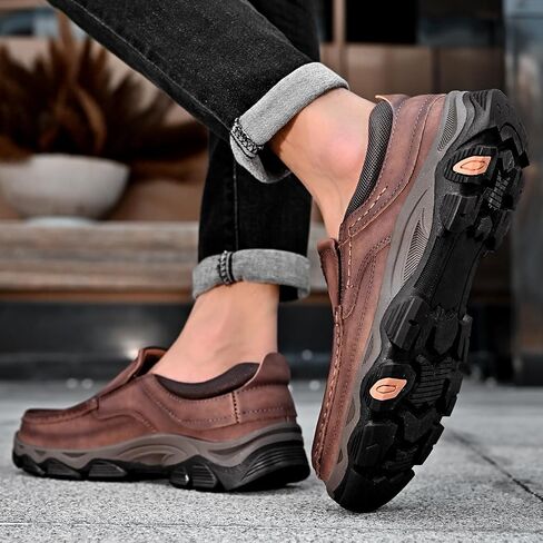 Men's Orthopedic Walking Shoes Genuine Leather Slip On Loafers, Comfortable Non-Slip Driving Loafers for Men in Saudi Arabia