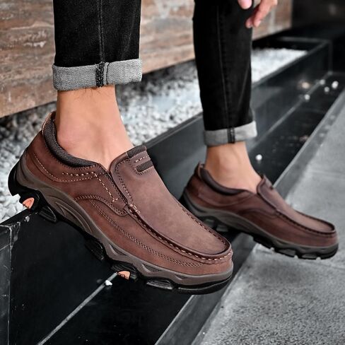 Men's Orthopedic Walking Shoes Genuine Leather Slip On Loafers, Comfortable Non-Slip Driving Loafers for Men in Saudi Arabia