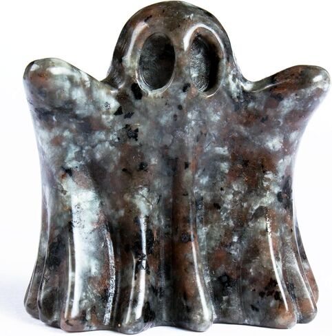 Flame Stone Crystal Ghost, 1.8in Ghost Decor, Cute Natural Crystal Ghost Statue, Halloween Crystals Figurines Hand-Carved, Spooky and Decoration for Home Office Mantel Decor in Kuwait