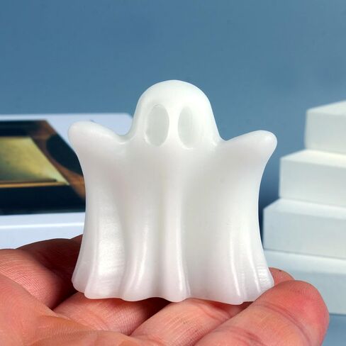 Flame Stone Crystal Ghost, 1.8in Ghost Decor, Cute Natural Crystal Ghost Statue, Halloween Crystals Figurines Hand-Carved, Spooky and Decoration for Home Office Mantel Decor in Kuwait
