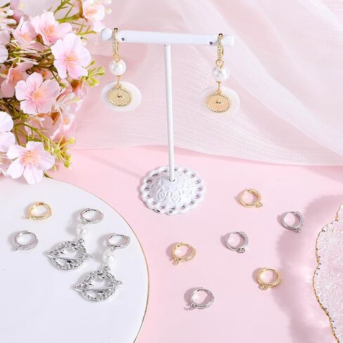 Beebeecraft 1 Box 14Pcs Cubic Zirconia Leverback Hooks 18K Gold Plated Huggie Hoop Earring Findings French Clip Ear Hooks with Loop for DIY Earring Making in Saudi Arabia