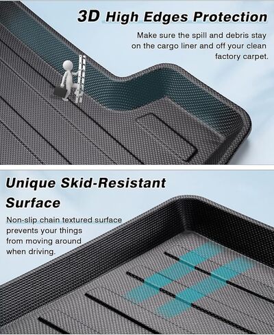 Mixsuper Custom Fit Cargo Liner for 2017-2023 Tesla Model 3, All Weather Trunk Mat Durable 3D Upgrade Anti-Slip Rear Trunk Liner Cargo Mat Black in Saudi Arabia
