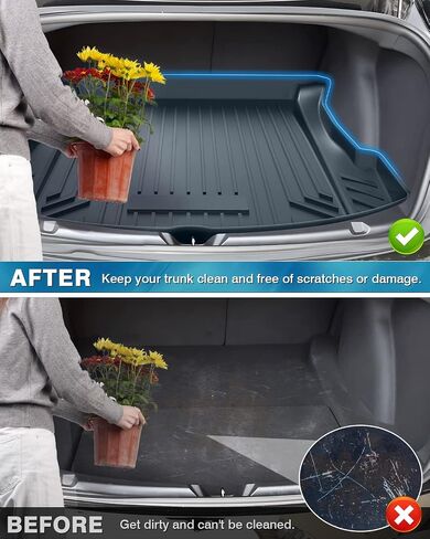 Mixsuper Custom Fit Cargo Liner for 2017-2023 Tesla Model 3, All Weather Trunk Mat Durable 3D Upgrade Anti-Slip Rear Trunk Liner Cargo Mat Black in Saudi Arabia