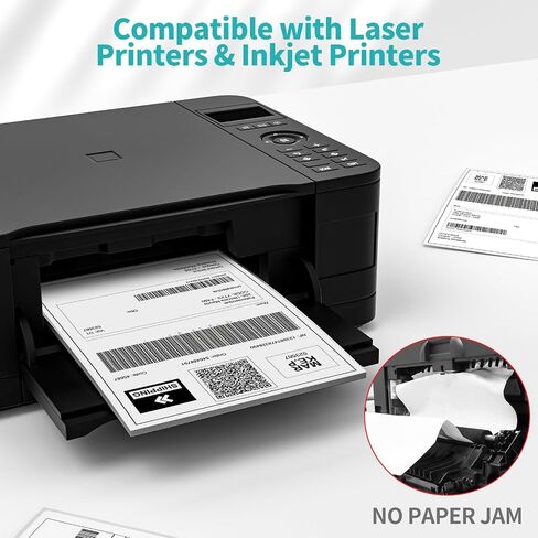 Half Sheet Shipping Labels - 50 Counts, 8.5" x 5.5" Self Adhesive Shipping Label White Internet Mailing Labels 2 Per Page, Laser & Inkjet Printer Compatible [25 Sheets 8.5" x 11"] in Kuwait
