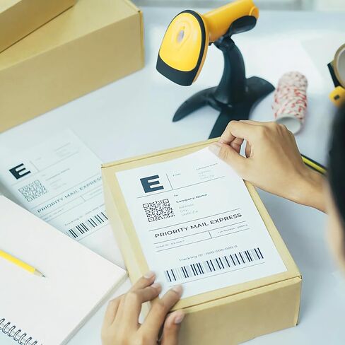 Half Sheet Shipping Labels - 50 Counts, 8.5" x 5.5" Self Adhesive Shipping Label White Internet Mailing Labels 2 Per Page, Laser & Inkjet Printer Compatible [25 Sheets 8.5" x 11"] in Kuwait