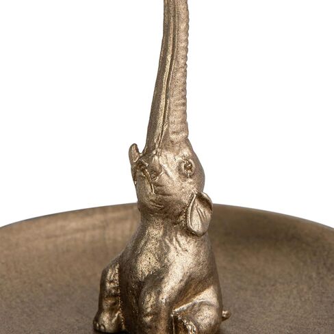 NIKKY HOME Vintage Gold Ring Holder Jewelry Dish, Good Luck Elephant Trinket Display Decorative Metal Tray Bowl Classy Birthday Christmas Gifts for Women in Kuwait