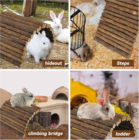 kathson أرنب جسر خشبي الهامستر تسلق نفق الأرنب سلم كبير جدا الخشب مخبأ مرن لخنزير غينيا شينشيلا النمس القنفذ الفئران السنجاب والقوارض الأخرى (26 × 16 بوصة) in Kuwait