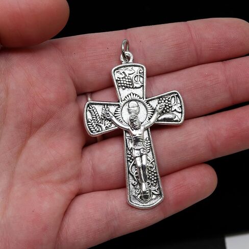 Needzo Silver Tone Crucifix Charm, Catholic Cross Pendant, Jewelry Gifts, 2 Inches in Saudi Arabia