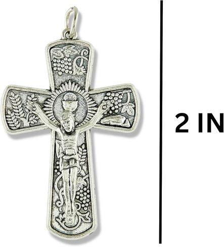 Needzo Silver Tone Crucifix Charm, Catholic Cross Pendant, Jewelry Gifts, 2 Inches in Saudi Arabia