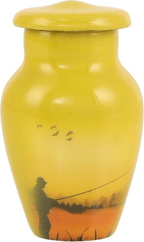 Small Keepsake Urn for Human/Pet Ashes, Silver, Striped, Metal Alloy, Urn, with Velvet Bag (Deer, 3, Token) in Saudi Arabia