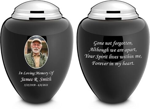 Geturns Tribute Adult Personalized Picture Cremation Urns for Human Ashes I Large Photo Blue Funeral Urn for Men and Women with Double Side Engraving I 200 lbs in Saudi Arabia