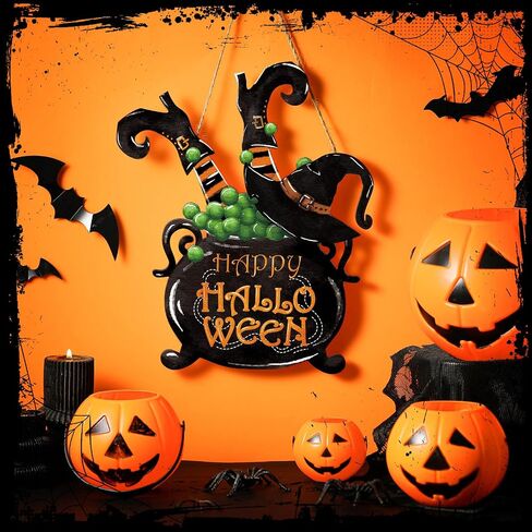 Barydat Halloween ترحيب علامة الباب الهيكل العظمي اليقطين الباب الأمامي إكليل ديكور ريفي معلق إكليل خشبي سيارة علامات في الهواء الطلق لمستلزمات حفلات الهالوين (شبح) in Saudi Arabia