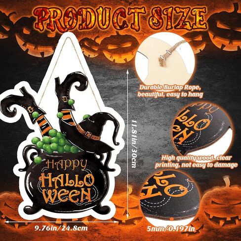Barydat Halloween ترحيب علامة الباب الهيكل العظمي اليقطين الباب الأمامي إكليل ديكور ريفي معلق إكليل خشبي سيارة علامات في الهواء الطلق لمستلزمات حفلات الهالوين (شبح) in Saudi Arabia