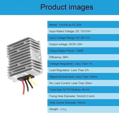 DC 12V 24V إلى 5V DC محول جهد إمداد الطاقة للسيارات، مقاوم للماء DC 8V-32V يتنحى إلى DC 5V 3A 15W منظم الجهد وحدة طاقة باك المتوافقة مع فولت شاحنة السيارة in Kuwait