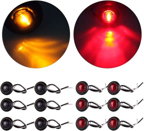 ECCPP Universal 6 Pack 1 "Round Red/Amber Side Marker Light Light for Truck Pickup Boat Trail LED LED Side Marker Light (إجمالي 12 حزمة) in Saudi Arabia