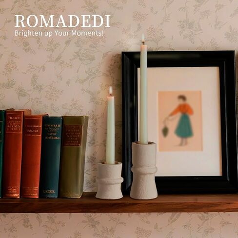 Romadedi Candlestick Holders Boho Decor: Taper Candle Holders Paper Mache for Living Room Morden Decorations White Candle Stick Dining Table Centerpiece Fireplace Home Decoration Beige in Saudi Arabia