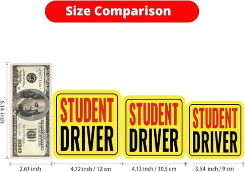 مغناطيس سائق جديد للسيارة ، مغناطيس سائق الطلاب ، شارات السيارات العاكسة القابلة للإزالة من 3 عبوات - ملصقات إكسسوارات خارجية متينة للسيارات (حمراء/أسود - طالب ، 3.54/4.13/4.72 بوصة) in Kuwait