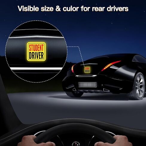 مغناطيس سائق جديد للسيارة ، مغناطيس سائق الطلاب ، شارات السيارات العاكسة القابلة للإزالة من 3 عبوات - ملصقات إكسسوارات خارجية متينة للسيارات (حمراء/أسود - طالب ، 3.54/4.13/4.72 بوصة) in Kuwait