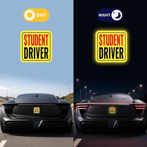مغناطيس سائق جديد للسيارة ، مغناطيس سائق الطلاب ، شارات السيارات العاكسة القابلة للإزالة من 3 عبوات - ملصقات إكسسوارات خارجية متينة للسيارات (حمراء/أسود - طالب ، 3.54/4.13/4.72 بوصة) in Kuwait