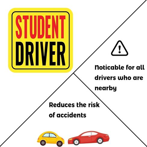مغناطيس سائق جديد للسيارة ، مغناطيس سائق الطلاب ، شارات السيارات العاكسة القابلة للإزالة من 3 عبوات - ملصقات إكسسوارات خارجية متينة للسيارات (حمراء/أسود - طالب ، 3.54/4.13/4.72 بوصة) in Kuwait