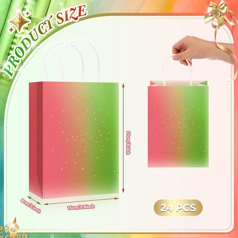 Kolldenn 24 Pcs Wildflower Welcome Bags for Wedding Hotel Guests White Paper Floral Gift Bags with Handles for Bridal Baby Shower Birthday Party Favor, 8.3'' x 5.9'' x 3.1'' in Saudi Arabia