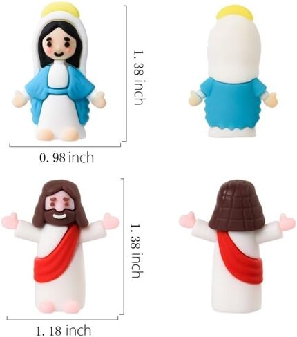 40 Pcs Little Jesus Figures Virgin Mary Figurines Mini Jesus Figurines Miniature Virgin Mary Doll Classic Religious Gifts for Sunday Easter Eggs Stuffers Baptism Gift (40, Red&Blue) in Kuwait